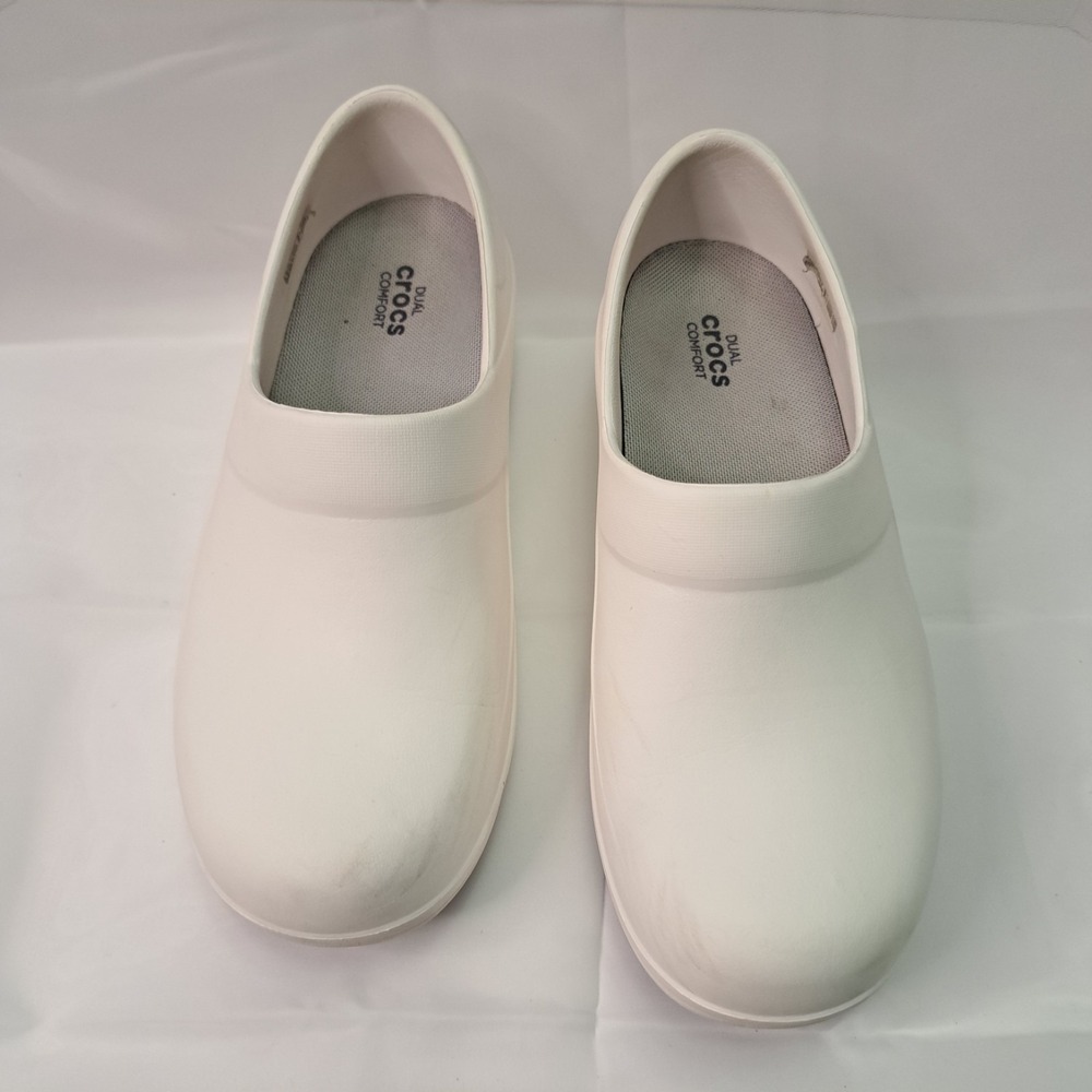 Crocs Women's Neria Pro II White Work Clogs Sz 7W Utility Comfort Professional - Picture 2 of 5